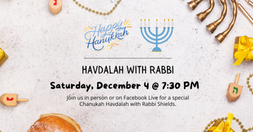 Banner Image for Chanukah Havdalah with Rabbi